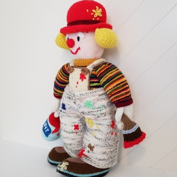 VINTAGE Jean Greenhowe Knitted Clown Doll Painter - Picture 2 of 11